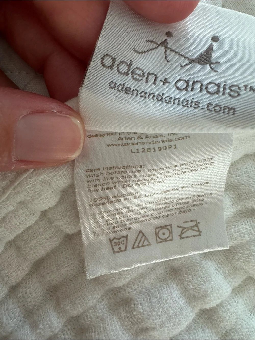 aden + anais Cream Quilted Bib with Gray Star & Balloon Motifs